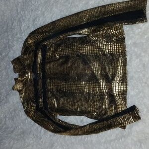 Mesh Insert Crocodile Embossed Top